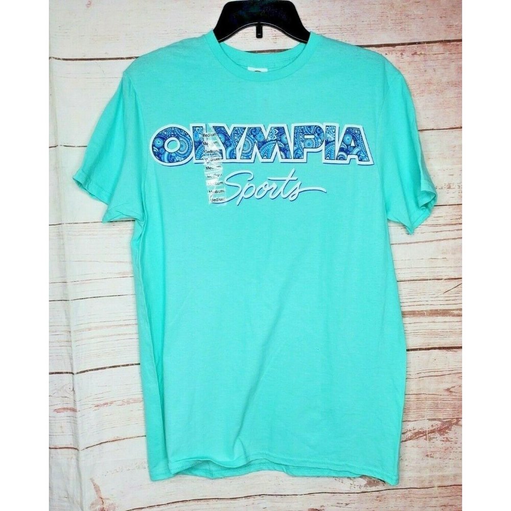 Delta Soft Medium Olympia Sports Medium Teal Blue Preshrunk Cotton T Shirt